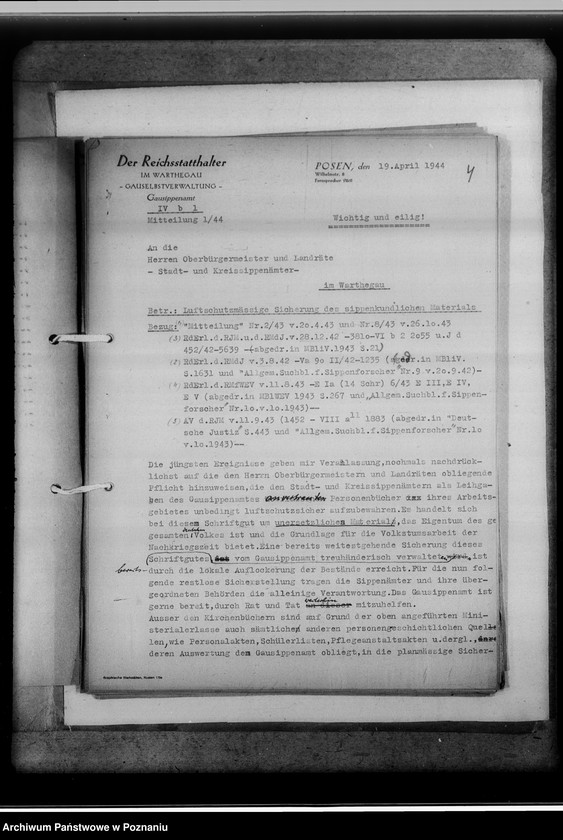 Obraz 8 z jednostki "Mittelungsblätter an die Kreissippenämter für das Geschäftsjahr 1944/45"