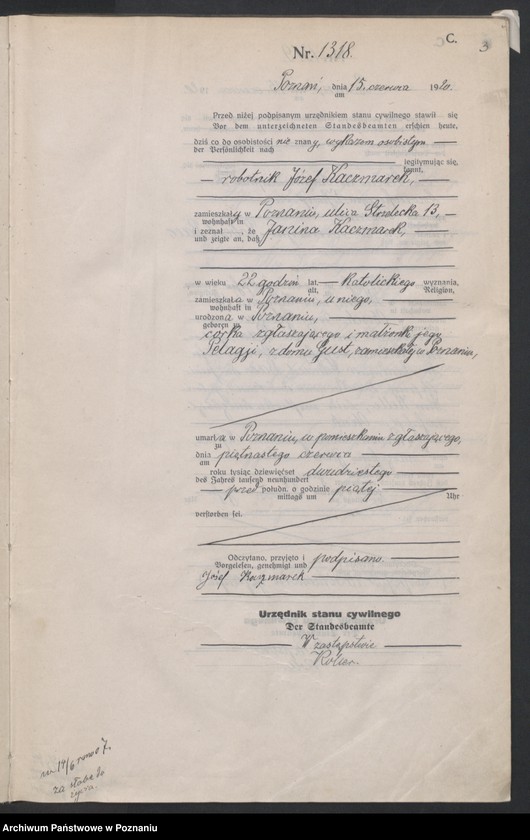 Obraz 5 z jednostki "Księga miejscowa zgonów tom III [Rejestr główny zgonów]"