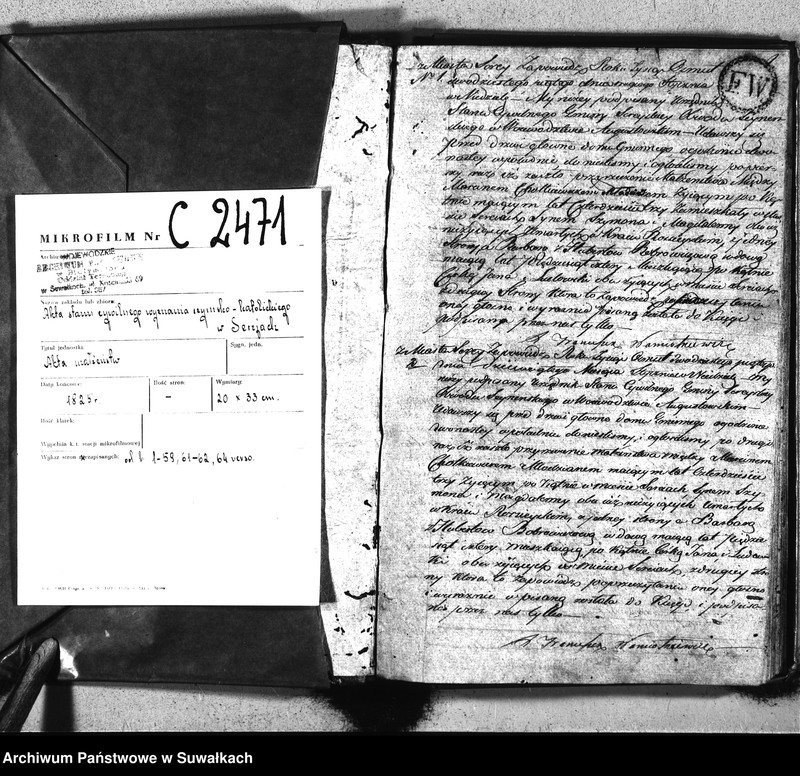 image.from.unit.number "Akta urzędnika stanu cywilnego gminy i parafij sereyskiey zaślubionych od dnia 1-go stycznia 1825 do ostatniego grudnia tegoż roku"