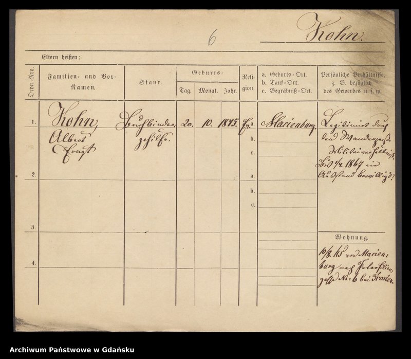 image.from.unit.number "Karty meldunkowe: Kohn - Kohnke"