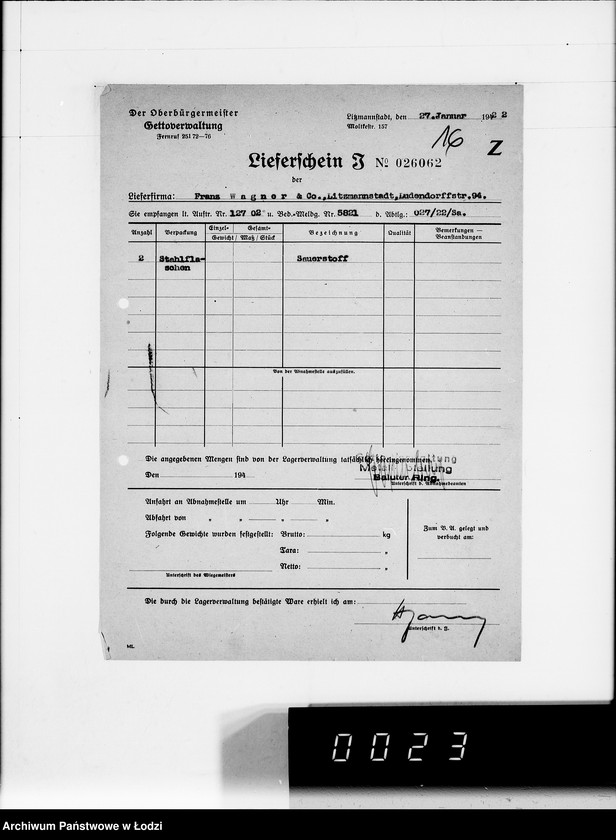 Obraz 20 z jednostki "W. [rachunki za dostawy towarów dla Getta]"