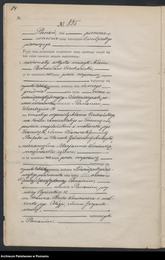 Obraz 16 z jednostki "Księga miejscowa małżeństw tom IV [Rejestr główny małżeństw]"