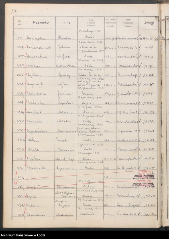 image.from.unit.number "Ewidencja dowodów osobistych wydanych przez Zarząd Miejski w Łodzi, zespół nr 7 [- nazwiska na literę S]"