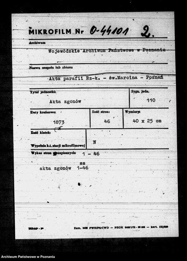 Obraz 1 z jednostki "Księga zgonów"