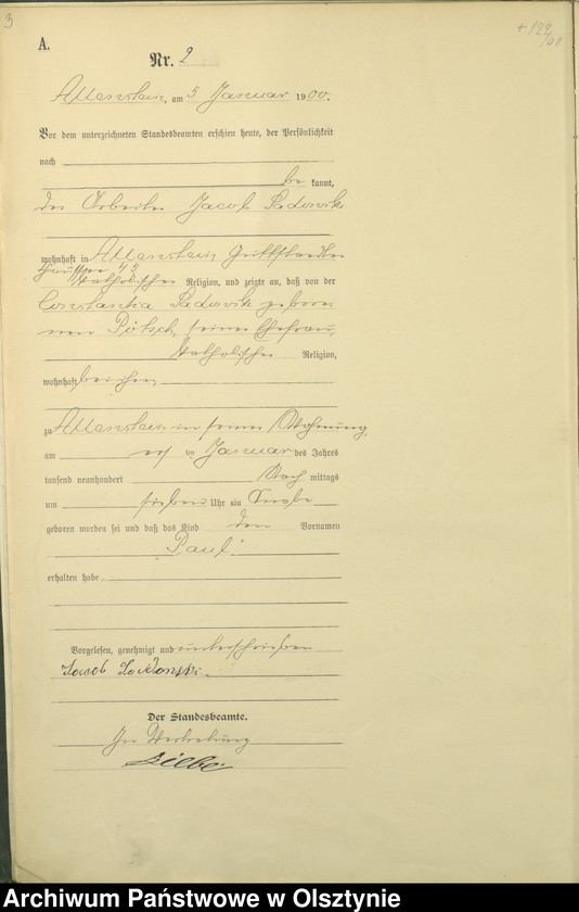 image.from.unit.number "Geburts-Haupt-Register Tom I,Nr 1 - 394"