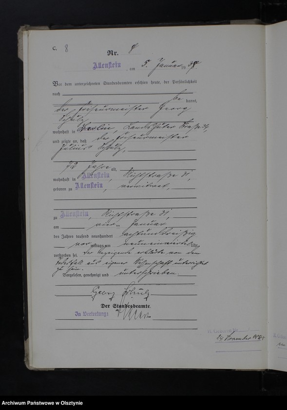 image.from.unit.number "Sterbe-Haupt-Register Tom I, Nr 1-381"