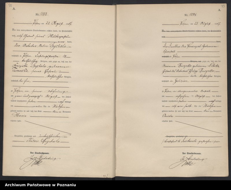 Obraz 19 z jednostki "Księga miejscowa urodzeń tom IV [Rejestr główny urodzeń]"