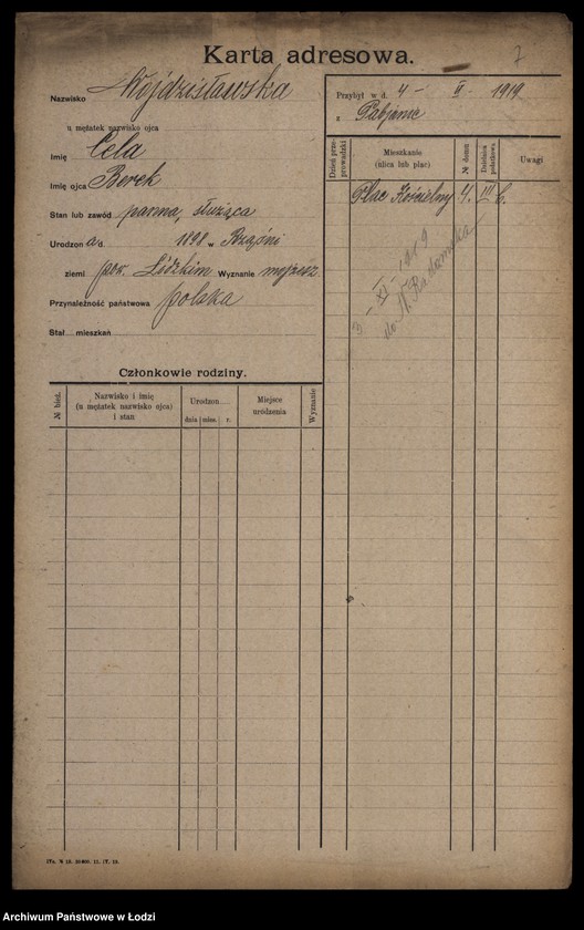 Obraz 9 z jednostki "[Spis ludności Łodzi] Wojdysławski - Wojtarek"