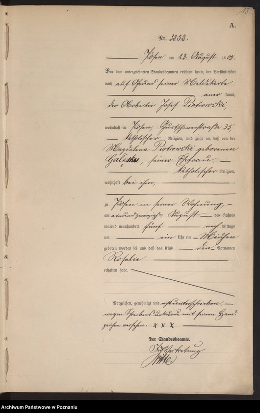 Obraz 15 z jednostki "Księga miejscowa urodzeń tom VII"