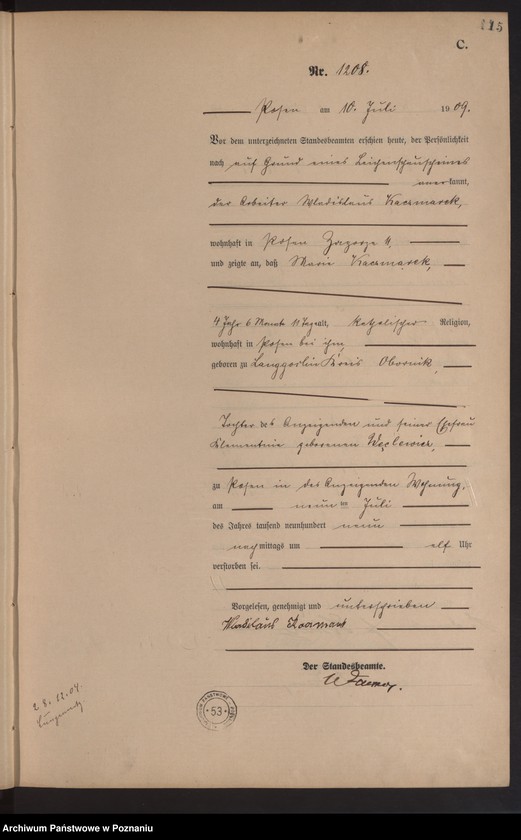 Obraz 17 z jednostki "Księga miejscowa zgonów tom III [Rejestr główny zgonów]"