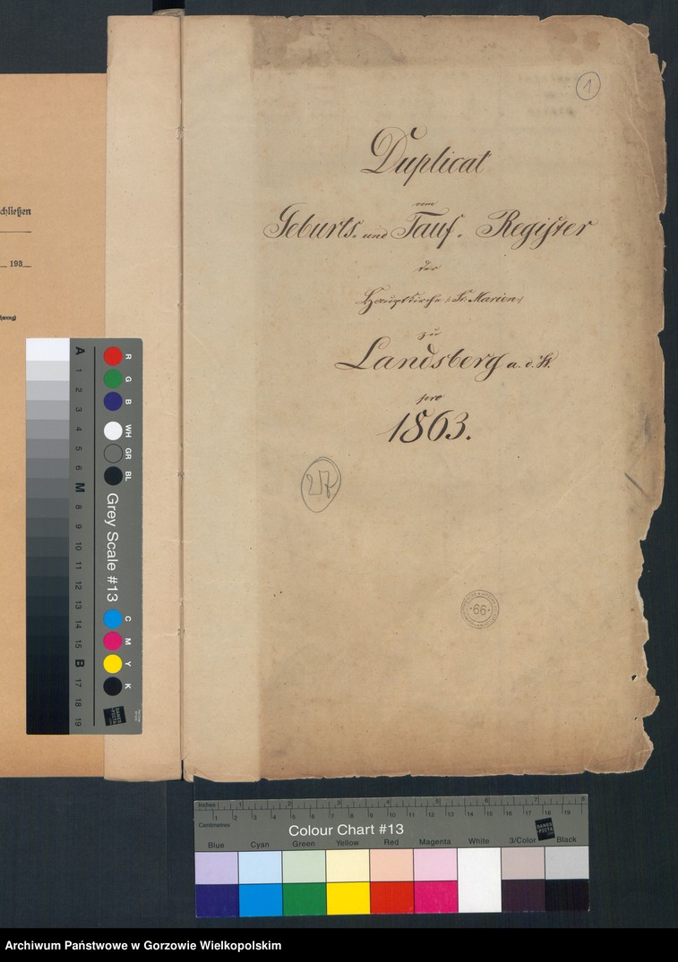 image.from.unit.number "Duplikate der Hauptkirche Landsberg an der Warthe (zawiera także księgi zgonów Konkordien Kirche mit der reformirten und Militair Gemeinde z 1863 r.)"