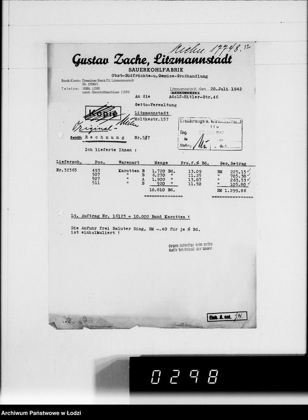 Obraz 16 z jednostki "G. Sache. Rechnungen [za dostawy towarów dla Getta]"