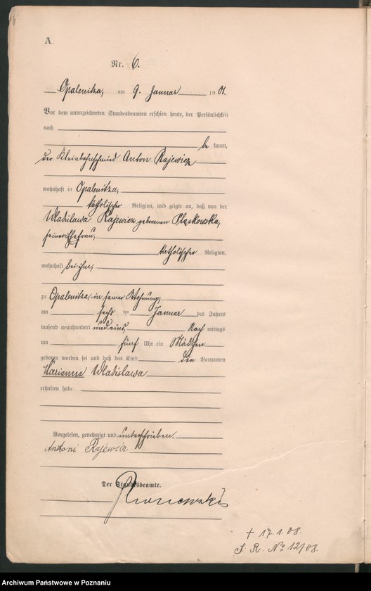 Obraz 9 z jednostki "Rejestr urodzenia"