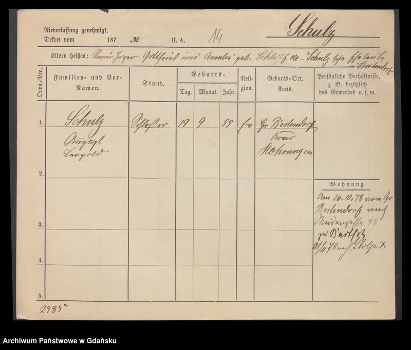 image.from.unit.number "Karty meldunkowe: Schulz August - Schulz Ernst"