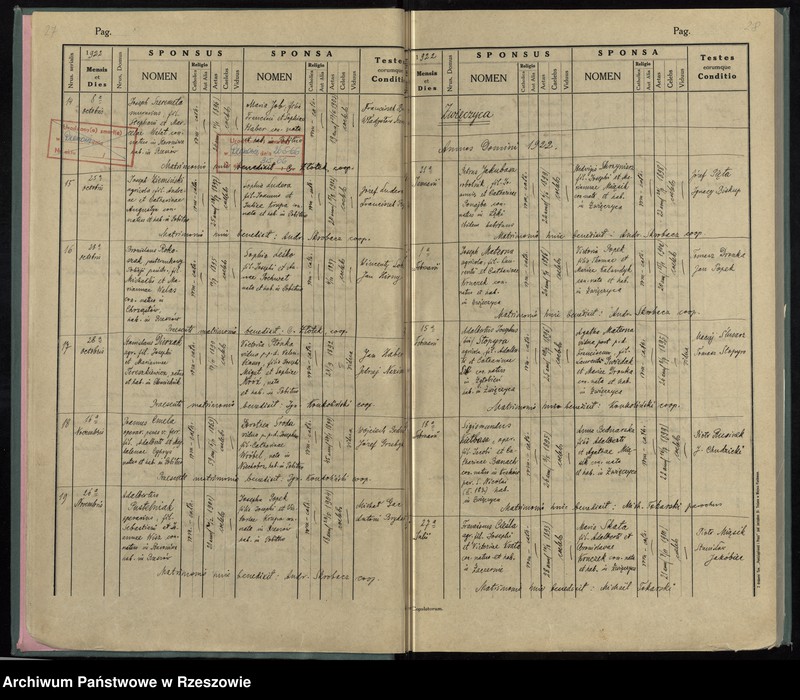 image.from.unit.number "Księga małżeństw Parafia Rzymskokatolicka Rzeszów oraz Pobitno, Staroniwa, Wilkowyja, Załęże, Zwięczyca"