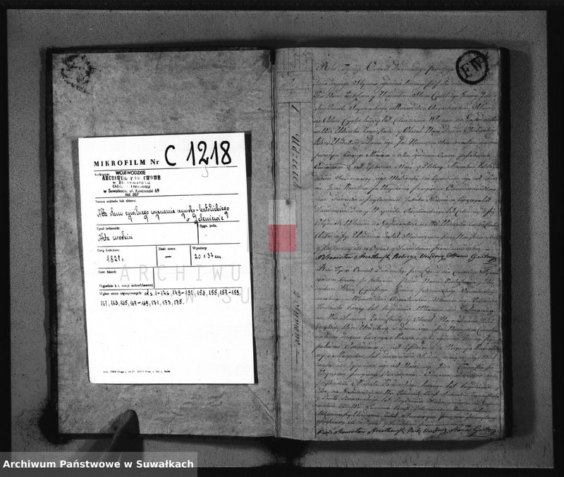 image.from.unit.number "Akta Urzędnika Stanu Cywilnego Urodzonych w Gminie Jeleniewskiey od dnia 1 Stycznia 1821 Roku do ostatniego Grudnia tegoż Roku."