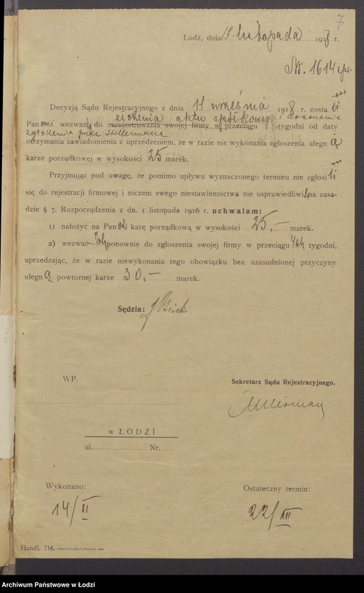 Obraz 9 z jednostki "Chaim Icko Stillerman, Zachariasz Herman- kupno i sprzedaż manufaktury"