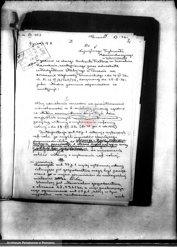 Obraz 6 z jednostki "Freter Herbert z Szerokiego Kamienia powiatu szubińskiego. Skarga do N.T.A. z powodu odmowy zezwolenia na przewłaszczenie"