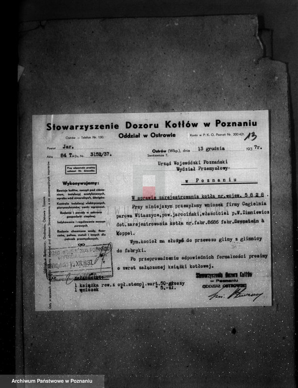 Obraz 17 z jednostki "Tartak parowy w Porażynie, pow. nowotomyski nr woj. kotła 5828"