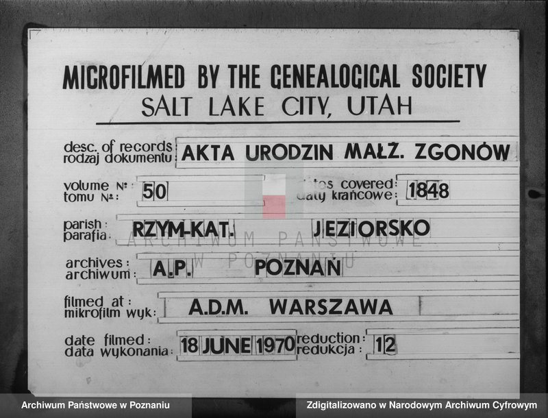 Obraz 1 z jednostki "Akta urodzeń, małżeństw i zgonu"