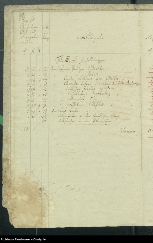 image.from.unit.number "Kirchen Rechnung über Einnahme und Ausgabe bei der ewangelischen deutschen und polnischen Kirche zu Riesenburg"