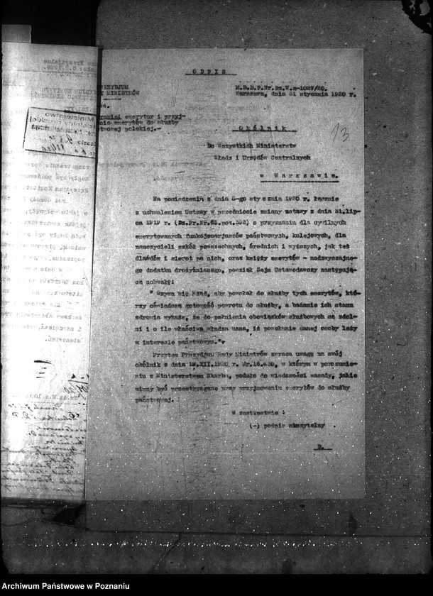 Obraz 18 z jednostki "Sprawy gospodarcze-ogólne Prezydium Rady Ministrów - okólniki 1920"