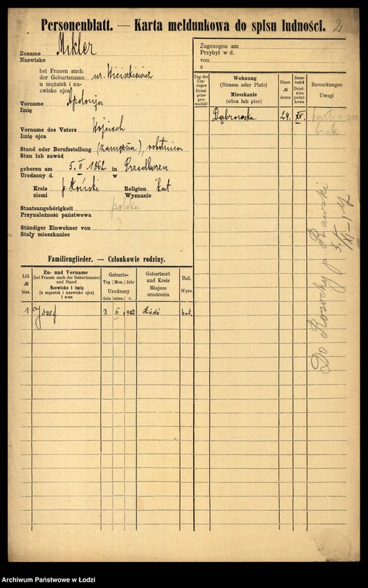 Obraz 4 z jednostki "[Spis ludności Łodzi] Mikler - Mikołajczyk"