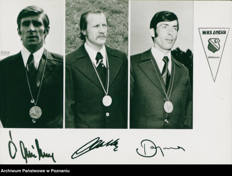 Obraz 1 z jednostki "Lesław Ćmikiewicz - kapitan drużyny piłki nożnej CWKS "Legia", Robert Gadocha - CWKS "Legia", Kazimierz Deyna - kapitan reprezentacji Polski, CWKS "Legia""