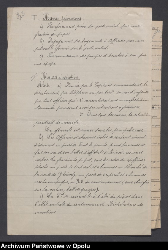 Obraz 5 z jednostki "/Plany obrony poszczególnych garnizonów przez oddziały wojsk francuskich na Górnym Śląsku na wypadek alarmu/"