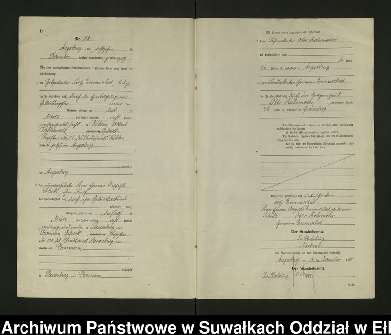 image.from.unit.number "[Heirats - Register (Neben - Register) Standesamt Angerburg einschl. der Bezirke, Gr. Strengeln, Prinowen und Kehlen Kreis Angerburg] No 116 bis 129"