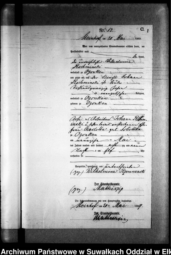 image.from.unit.number "Sterbe-Neben-Register des Preussischen Standes-Amtes Gr. Strengeln Kreis Angerburg"