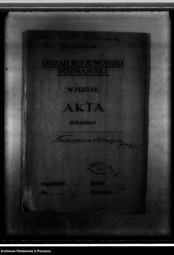 Obraz 4 z jednostki "Cukrownia Witaszyce pow. jarociński /pozwolenie na budowę budynku dla wytwórni acetylenu/"