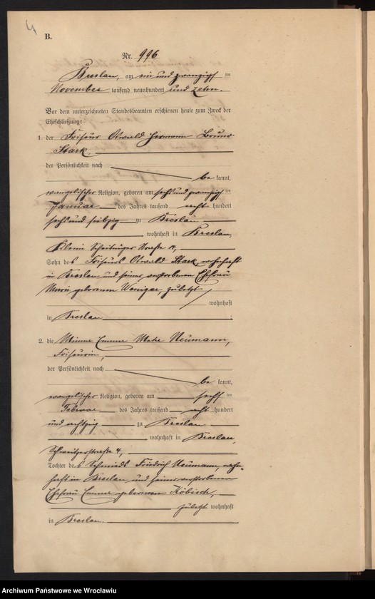 image.from.unit.number "Heiraths-Haupt-Register Breslau I 1910 Band 6"