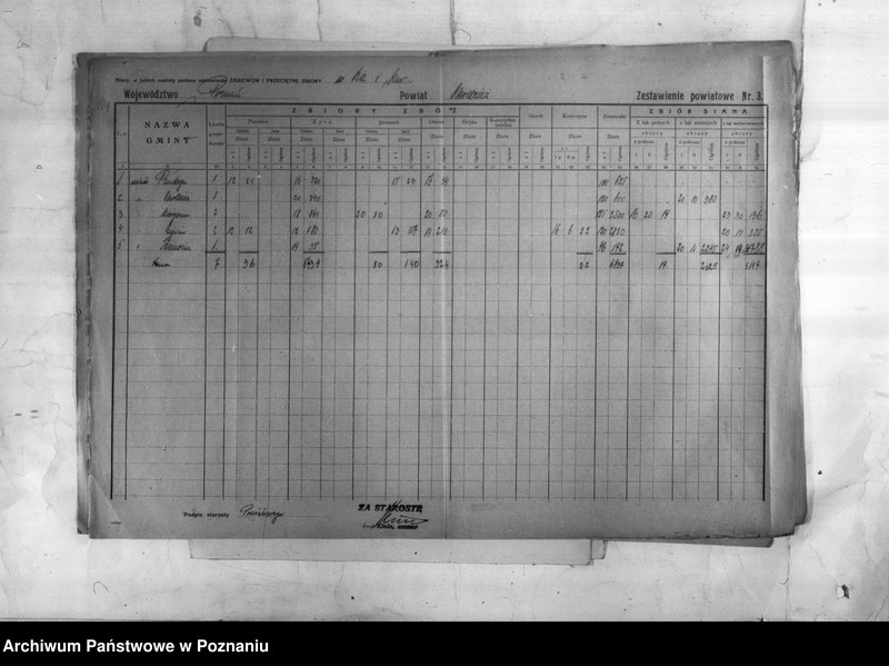 Obraz 16 z jednostki "/Statystyka produkcji rolnej - zestawienie ogólne z powiatu chodzieskiego"