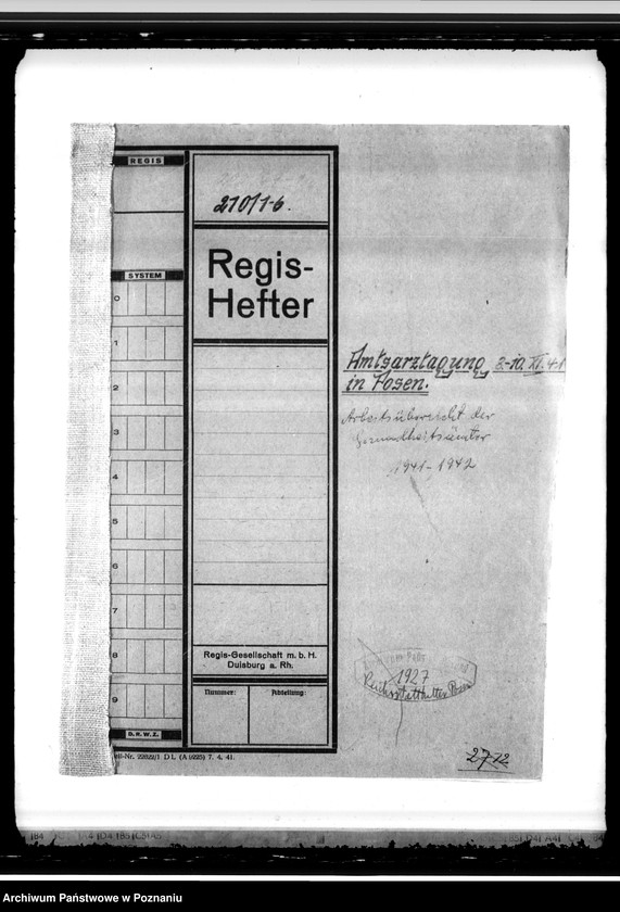 Obraz 4 z jednostki "Amtsarzttagung 8 - 10.11.1941 in Posen. Arbeitsübersicht der Gesundheitsämter"