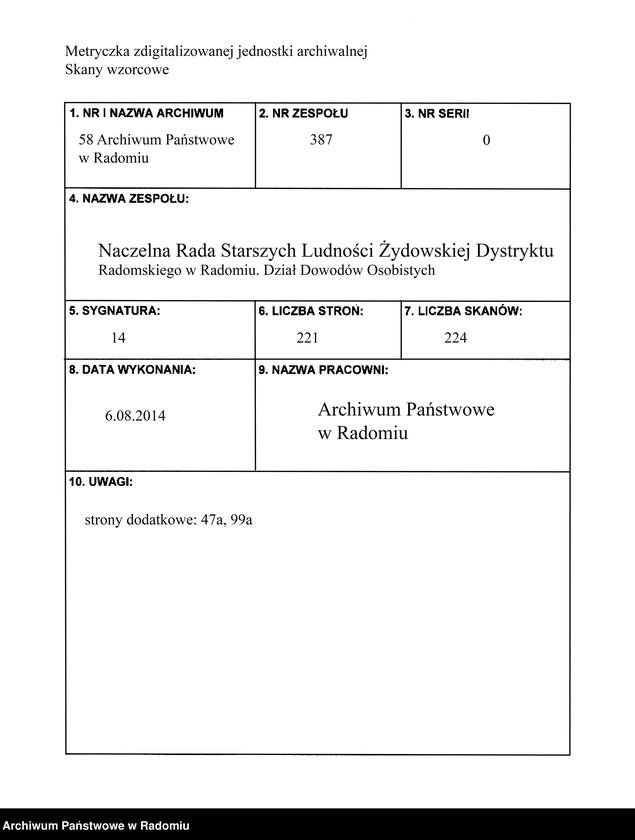 image.from.unit.number "[Wnioski o wydanie dowodów osobistych oraz nie odebrane dowody Birenbaum Rachela - Blass]"