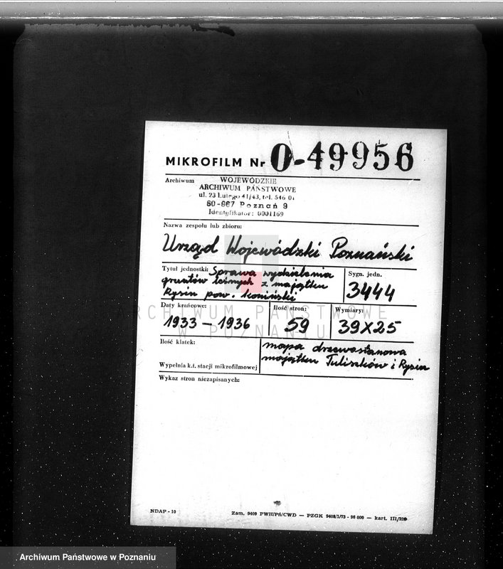 Obraz 2 z jednostki "Sprawa wydzielenia gruntów leśnych z majątku Rysin powiat koniński"