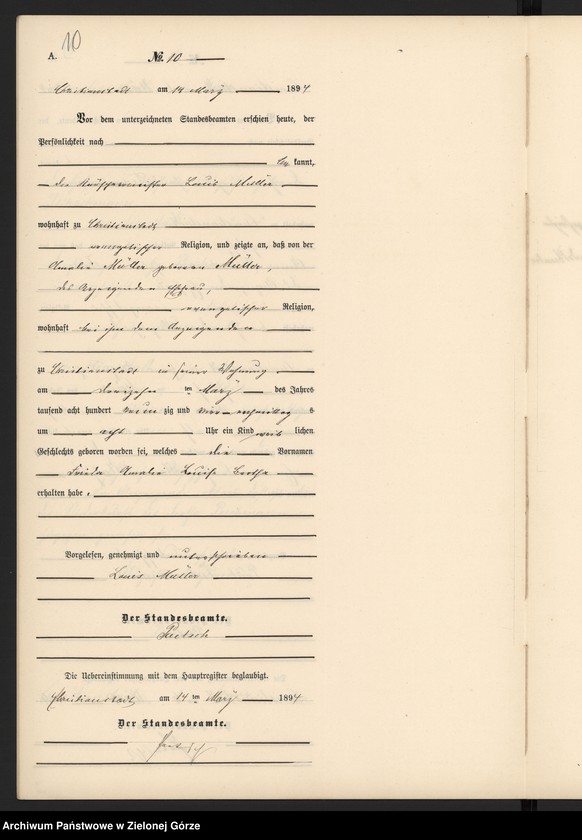 image.from.unit.number "Geburts-Neben-Register im Standes-Amt Christianstadt Kreis Sorau 1894"