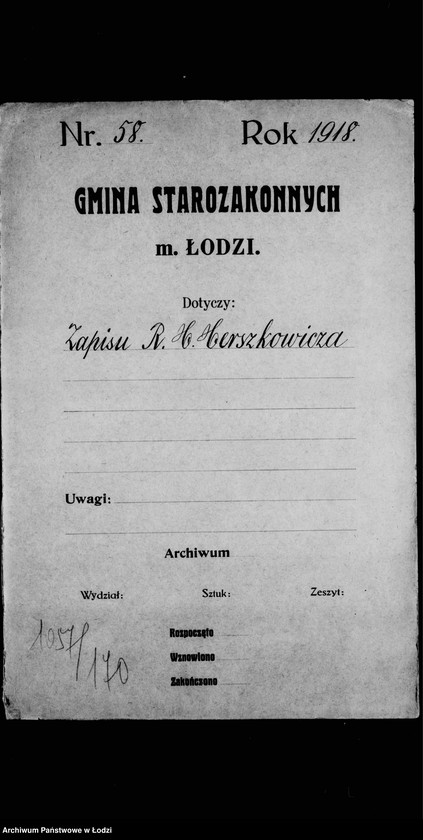 Obraz 4 z jednostki "Akta dotyczące zapisu R. H. Herszkowicza"