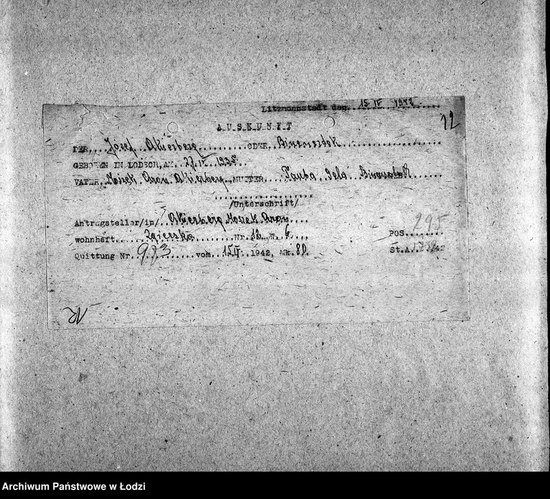 Obraz 15 z jednostki "[Wyciągi z rejestrów urodzin, ślubów i inne]"