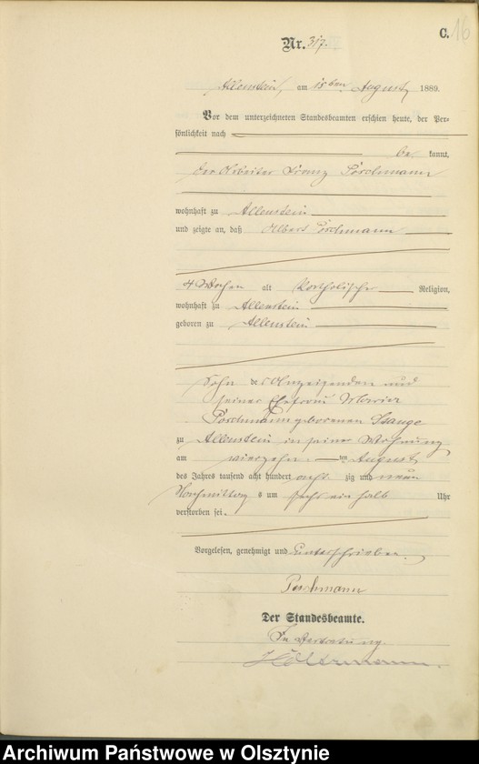 image.from.unit.number "Sterbe-=Haupt-Register Tom II,Nr 303 - 470"