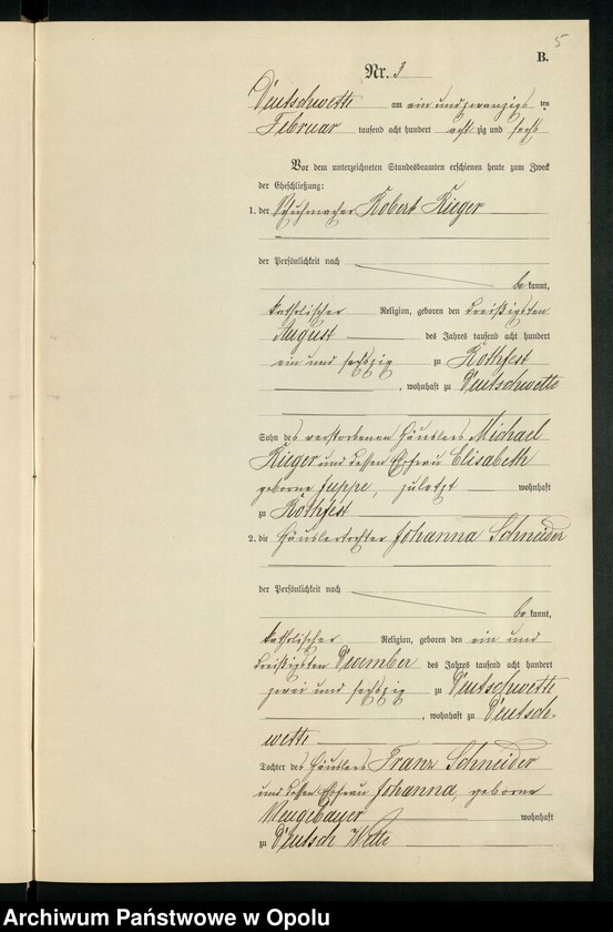 Obraz 9 z jednostki "Heiraths-Neben-Register des Standesamts Deutsch Wette pro 1886"