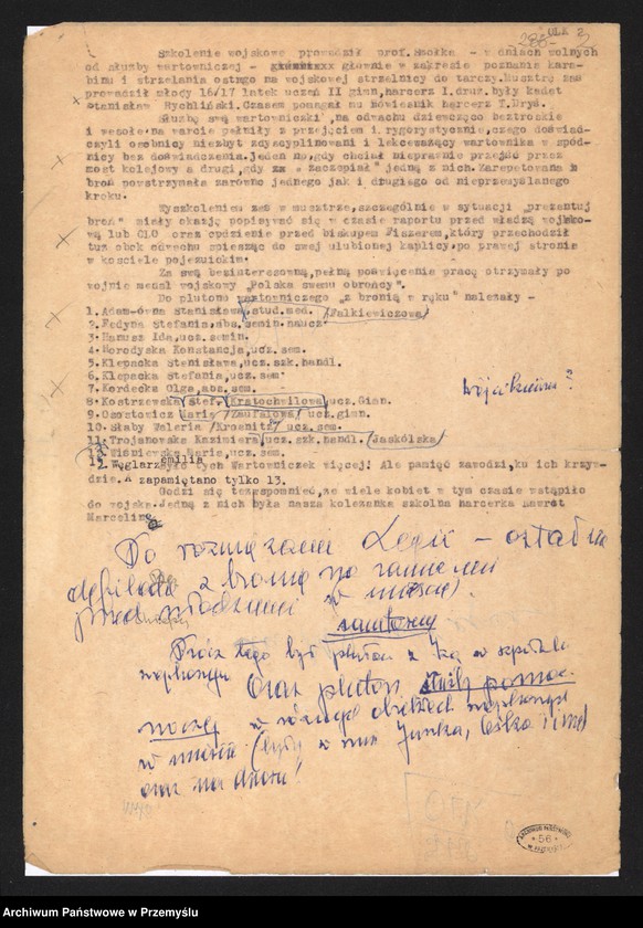 Obraz 2 z kolekcji "Relacja ze służby plutonu wartowniczego Ochotniczej Legii Kobiet Harcerek w Przemyślu w roku 1920111"