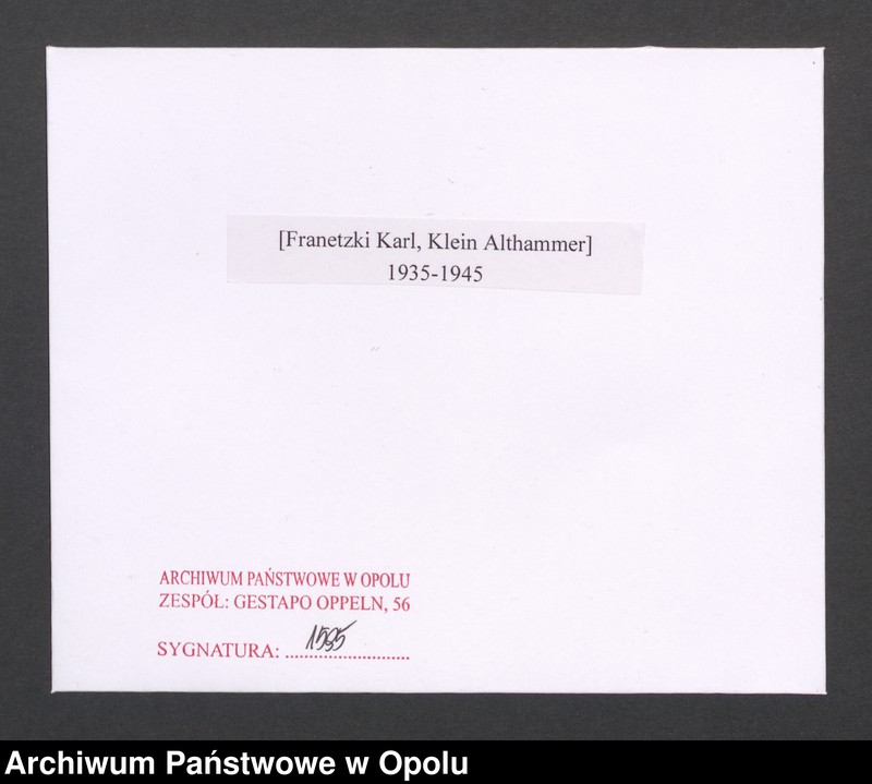 Obraz 2 z jednostki "[Franetzki Karl, Klein Althammer]"
