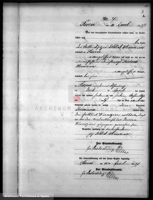 image.from.unit.number "Geburts-Neben-Register Standesamts Rosen pro 1877"