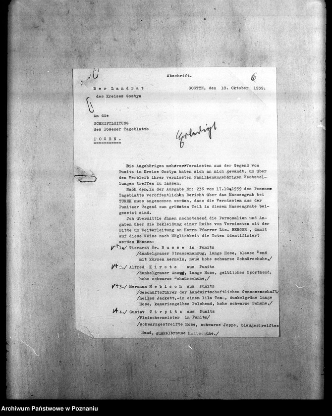 Obraz 10 z jednostki "Amtliche Meldungen Kreis Gostingen (Gostyń)"