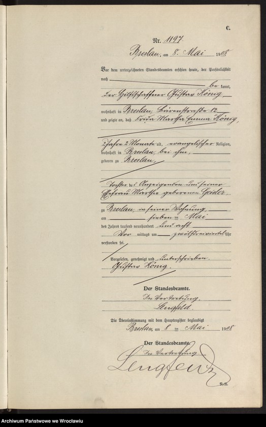 image.from.unit.number "Sterbe-Neben-Register Breslau I 1908 Band 4"