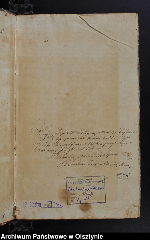 image.from.unit.number "Duplikat Urodzonych Zaslubionych Zmarłych w parafii Sarnowskiey z roku 1838"