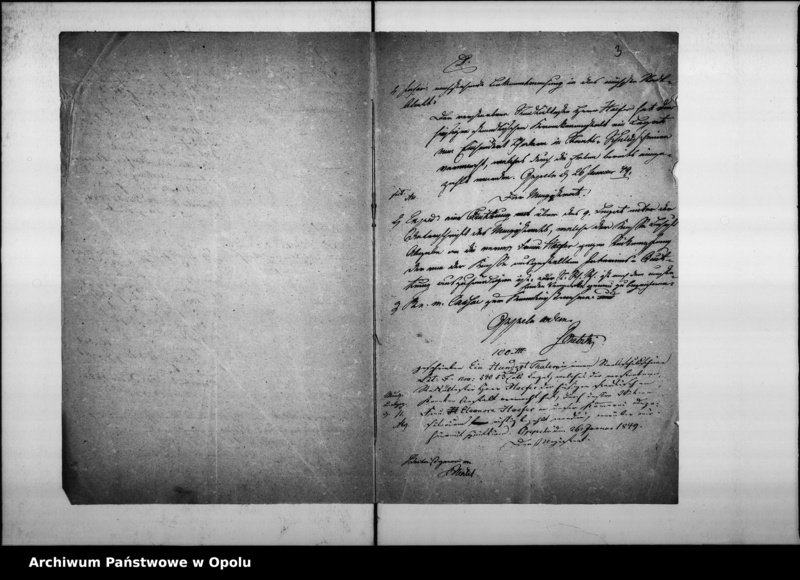 Obraz 7 z jednostki "Acta des Magistrats zu Oppeln betreffend: das, vom Stadtältesten Carl Höfer dem hiesigen Krankenhause vermachte Legat von 100 rtl. in einem Staatsschuldschein"