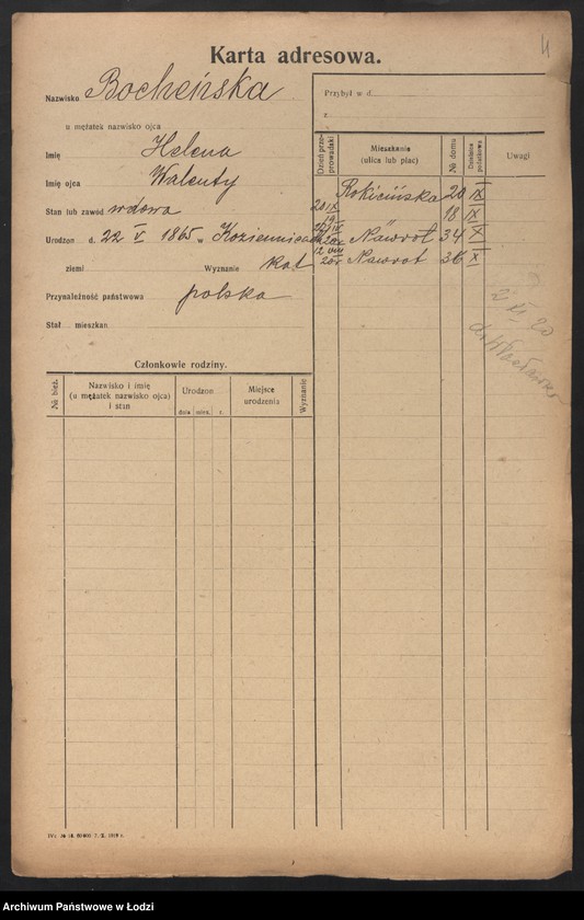 Obraz 6 z jednostki "[Spis ludności Łodzi] Bochenkiewicz - Bogdanow"